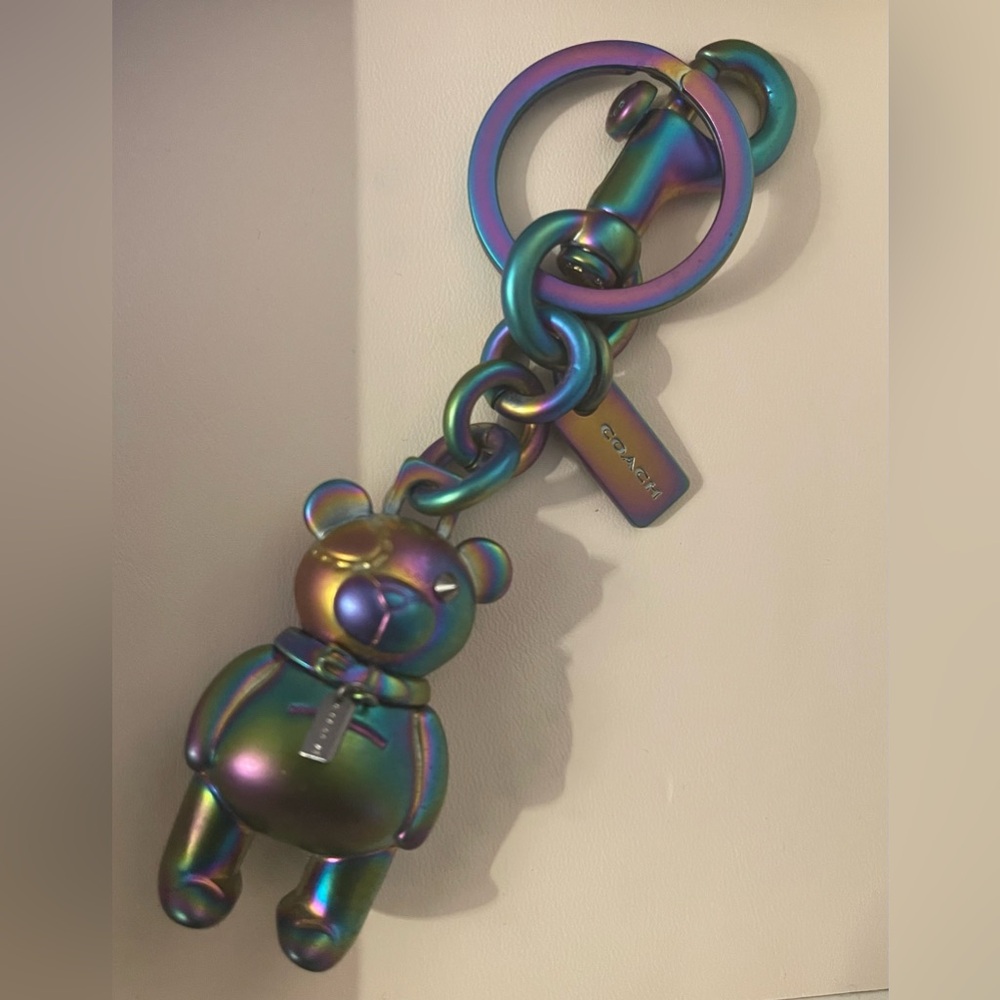 COACH HOLOGRAM IRIDESCENT BEAR KEY FOB